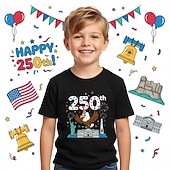  100% Cotton Kids Boys' Blue Black White Graphic Eagle 250th Anniversary T shirt Blouse Crew Neck Short Sleeve Outdoor Dailywear Fashion Streetwear Designer Printing Summer