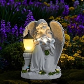 olcso Pathway Lights &amp; Lanterns-1 db kültéri, napelemes, vízálló, imádkozó angyalfigura gyantás lámpa, kerti udvari ösvény gyepdekoráció, vallási angyalszobor, mezőgazdasági tájvilágítás, kültéri dekoratív kiegészítő lámpa