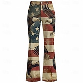  250º Aniversario de EE. UU. Retro Antiguo Años 70 Pantalones Los pantalones de campana Hippie Disco Alta cintura Disfraz Mujer Mascarada 4 de julio Fiesta Día de la Independencia Adulto Pantalones