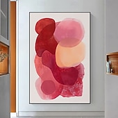cheap Abstract Paintings-Minimalist Bold Color Field Painting Abstract Red and Pink Poster Modern Contemporary Painting Statement Decor Vibrant Dopamine Decor