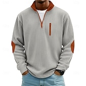  Męskie Koszula sztruksowa Koszulka Koszulka z długim rękawem Długi rękaw Suwak Jesień Zima Kolorowy blok Codzienny Teksturowane Styl uliczny Zapiąć na zamek błyskawiczny Ponadgabarytowych Luźna