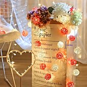 billige Batteridrevet-4 cm sfærisk flettet eventyrlyslenke 10/20LED batteridrevne innendørs fe-lamper er til jul, bryllup, valentinsdag, fest, hjem, hage, balkonger, verandaer og vindusutstillinger