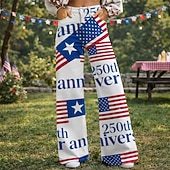  250ή Επέτειος ΗΠΑ Ρετρό / Βίντατζ Δεκαετία '70 Παντελόνια Παντελόνι με φαρδύ πόδι Χίπισσα Ντίσκο Ψηλή Μέση Φανταχτερή Φόρεμα Γυναικεία Μασκάρεμα 4η Ιουλίου Ημέρα της ανεξαρτησίας Ενηλίκων Παντελόνια