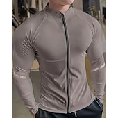 levne Běžecké tričko a tílka-Pánské Jednobarevné Koşu Tişörtü Stahovací tričko Jaro Podzim Zapni Dlouhý rukáv Rychleschnoucí Komprese Odvod vlhkosti Cvičení v tělocvičně Aktivní trénink Cvičení Černá Bílá Šedá sportovní oblečení