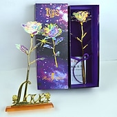 baratos Dia dos Namorados-Rosa de cristal, presente premium para o Dia dos Namorados, rosa artesanal com pétalas de cristal para um presente romântico.