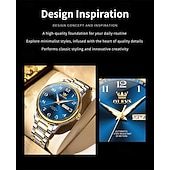 levne Mechanické hodinky-Nové pánské business hodinky Olevs se světelným kalendářem, týdenním zobrazením, plně automatickým mechanickým strojkem, ležérní a módní digitální hodinky, voděodolné, sportovní náramkové hodinky