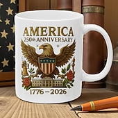 levne Šálky a hrnečky-Spojené státy americké 250. výročí hrnek vlastenecký dárek polopětinsté výročí keramický hrnek na kávu 17762026 Amerika 250 Den nezávislosti dárek pro muže a ženy do mikrovlnné trouby &amp;vhodné do myčky