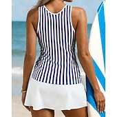 Недорогие Серфинг Танкини и Бикини-Жен. Купальник с цветочным принтом Танкини 2 предм. С принтом Эластичный Без рукавов Купальники Серфинг Для погружения с трубкой Плавание Лето