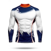  בגדי ריקוד גברים מגן מפריחה חולצת שחייה גיאומטרי שיפוע נקודה UPF50+ הגנת UV ייבוש מהיר שרוול ארוך בגדי ים מגן מפריחה גלישה שייט בקאנו חוף קיץ