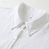 cheap Dresses-Women's Mini Dress Cotton Linen Dresses Shirt Dress Modern Outdoor Vacation Going out Regular Fit Plain Half Sleeve Shirt Collar Black White Light Blue Summer Spring