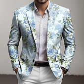 abordables Blazers Imprimés pour Hommes-Homme Imprimé Floral Veste blazer Manteau Mode Confortable Respirant Artistique Occasionnel Quotidien Formel Tenue de soirée Impression 3D Boutons Multi-poches Automne &amp; Hiver Printemps Cranté manche