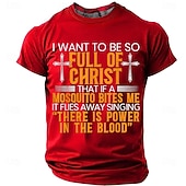  Biblia Zabawny Chrześcijański Religijny Męski T-shirt Chcę być tak pełen Chrystusa że jeśli komar mnie ugryzie odfrunie śpiewając że jest moc w krwi Grafika Faith Koszulka Odzież