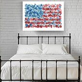  Stampa della bandiera americana rustica floreale - Arte murale patriottica ad acquerello decorazione da fattoria in stile cottagecore pittura botanica festiva