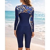 Χαμηλού Κόστους Rash Guards One Pieces-Γυναικεία Προστατευτικά Μαγιό Αποκλεισμός χρωμάτων Κουμπώσου Προστασία UV Ελαστικό Μακρυμάνικο Μαγιό Σέρφινγκ Καταδύσεις Κολύμβηση Άνοιξη