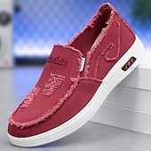 preiswerte Slipper Schuhe-Lässige rote Herren-Slipper – bequemes Canvas, leicht anzuziehen, ideal für Freizeitaktivitäten, Wochenendausflüge und den Alltag.