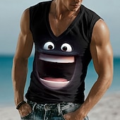 economico Magliette 3D-Per uomo 3D Emote divertenti Maglietta Senza Maniche maglietta Stampa 3D Scollo a V Camicia Tropicale All'aperto Vacanza Camicia hawaiana Nero 1 Nero 3 Nero 2 Estate Primavera Abbigliamento S M L XL
