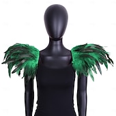 abordables Accesorios-Carnaval 2026 Accesorios de Samba del Carnaval de Río Hombreras de Plumas Negras para Mujeres Alas de Hombro de Disfraz Victoriano Gótico Disfraz para Festival de Brasil