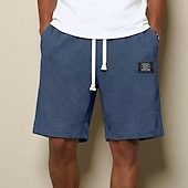 cheap Casual Shorts-Men's Waffle Waffle Shorts Shorts Casual Shorts Elastic Waist Textured Plain Comfort Breathable Knee Length Casual Outdoor Beach Vacation Fashion Light Green Navy Blue Micro-elastic