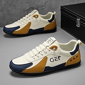 levne Pohodlné šněrovací boty-Pánské černo-béžové golfové tenisky, sportovní a pohodlné, ideální na golfová hřiště a aktivní pobyty