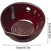 cheap Event &amp; Party Supplies-Handmade Garlic Grater Herb Bowl, 2 in 1 Pottery Herb Stripper Bowl with 5 Holes, Multi-Functional Herbs Stripping Bowls with Built-in Garlic Grater for Home Kitchen Preparation
