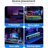 お買い得  スマートデコレーションライト-デジタル目覚まし時計、寝室用デジタル時計、10色に変化するナイトライト、DST、明るさ調節可能、ベッドサイド用ダイナミック音楽同期、ゲーミングPC &amp;テレビのバックライトストリップの装飾