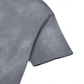 cheap Basic T shirts-Men's T Shirt 100% Cotton Acid Wash Shirt Tee Top Short Sleeves Crew Neck Summer Spring Plain Fashion Designer Basic Garment Dyed Plain Vacation Street Going out Blue Black Pink Top Tee for Men