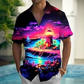 voordelige Tropische planten-Voor heren Kokosnootboom Natuur &amp; Landschappen Tropische planten Hawaiiaans overhemd Overhemd met knopen Aloha-shirt Korte mouw Hawaii Casual Vakantie Zomer Lente Strijkijzer 3D-afdrukken shirts met