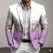 Χαμηλού Κόστους Ανδρικά εκτυπωμένα σακάκια-Ανδρικά Φλοράλ Μπουφάν μπλέιζερ Παλτό Μοντέρνα Άνετο Αναπνέει Καλλιτεχνικό Καθημερινό Καθημερινά Βραδινό Ρούχα για Πάρτυ Αιτιώδης συνάφεια 3D εκτύπωση Κουμπιά Πολλαπλή τσέπη