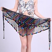 cheap Tops &amp; Sets-Samba Dancewear Silver Sequin Tassel Top &amp; Iridescent Skirt Belly Dance Setl Performance Costume