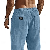 cheap Casual Pants-Men's Trousers Corduroy Pants Baggy Pants Casual Pants Elastic Waist Straight Leg Solid Color Comfort Moisture Wicking Full Length Casual Daily Outdoor Fashion Streetwear Blue Black Micro-elastic