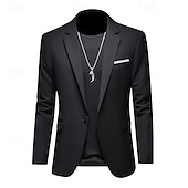 ieftine Sacouri clasice pentru bărbați-Bărbați Jachetă blazer Casual Zilnic În aer liber Elegant Modă Primăvară Toate Sezoanele POLY Culoare solidă minimalist Casul / Zilnic Un singur rând, un nasture Blazer Roz Deschis Kaki Deschis Negru