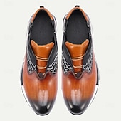 abordables Zapatos de Vestir Elementales-Zapatillas de cuero sin cordones para hombre: diseño elegante con letras, cómodas y modernas, ideales para ocasiones informales y semiformales.