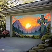 tanie Banery garażowe i drzwiowe-Dzień Św. Patryka gobelin Osłona bramy garażowej Duży wiszący Krzyż celtycki Śłodkie 3D Sceniczny Impreza Obuwie turystyczne Motyw świąteczny Tła do zdjęć Podwórze Wystrój domu