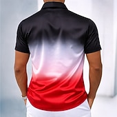 cheap Men's Satin Shirt-Men's Gradient Color Shirt Satin Shirt Dress Shirt Short Sleeve Fashion Casual Daily Vacation Summer Spring Turndown Collared Shirts 3D Print Button Up Shirts Blue Black Purple Light Blue