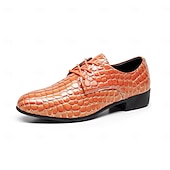 economico Scarpe Derby-scarpe eleganti da uomo con stampa coccodrillo gialla, design in similpelle con lacci, stile lussuoso e distintivo, adatte per eventi formali e occasioni speciali