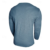abordables camisetas basicas-Hombre Henley Shirt Tee Camiseta 100% algodón Manga Larga Color sólido Plano Un Color Moda Design Casual Botones Puro Henley Casual Diario Exterior Verano Primavera Otoño Negro Blanco Azul Marino