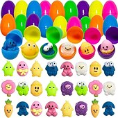 cheap Easter Eggs-24 Pack Easter Eggs Plastic Pre-Filled with Mochi Squishy Toys for Kids, Easter Egg Hunt Party Favors, Easter Basket Stuffers for Boys Girls Toddlers