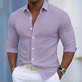 voordelige heren overhemd met knopen-Voor heren Overhemd Corduroyshirt Overhemd met knopen Zwart Wit Marineblauw blauw Paars Lange mouw Effen Strijkijzer Buiten Vakantie Button-omlaag Kleding Katoen Modieus Streetwear Klassiek Casual