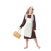  250-årsjubileum i USA 1800-tallet Det gamle vesten Prærie kjole Lange Ermer Pioner Kostyme Unisex Halloween Karneval Kle deg ut på skolearrangementet Historisk gjenskaping Barne Voksne Kjole Forkle