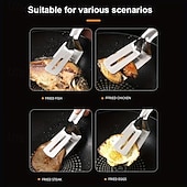 cheap Grills &amp; Outdoor Cooking-2pcs Stainless Steel Barbecue Clip, Fish Frying Spatula with Anti-Slip Comfortable Grip, Suitable for Flipping Fish, Eggs, Pizza, Steak, and Fries, Ideal for Home and Restaurant, Outdoor Barbecue Use