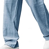 preiswerte Klassiker-Herren Hose Sommerhose Baggy-Hosen Strandhose Elastischer Bund Gerader Schnitt Einfach Komfort Atmungsaktiv Volle Länge Lässig Täglich Ferien Urlaub Mode Blau Schwarz Unelastisch