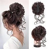 halpa Nutturat-sotkuiset nutturaosat naisille, tekonutturanpidennykset, klipsiponinhäntä, luonnolliset hiuspidennykset, hiuslisäkkeet naisille (ruskea sekoitus, luonnonvaalea)