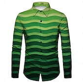  St.Patrick 2026 Retro Vintage 1970s Shirt Aloha Shirt Long Sleeves Hippie Fancy Dress Men's Masquerade 4th of July Party Festival Adults' Shirt