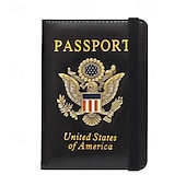 levne úschovna zavazadel a cestování-Pouzdro na pas s blokováním RFID pro ženy a muže, kožená cestovní peněženka na pas s kovovým 3D kovovým odznakem, pouzdro na cestovní doklady, příslušenství