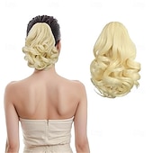 economico Code-Extension per coda di cavallo rossa, extension per coda di cavallo con clip a artiglio da 9 pollici, pezzi di capelli per coda di cavallo ondulata sintetica morbida naturale per donne