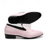 abordables Mocasines-Mocasines de vestir para hombre en rosa claro con relieve de cocodrilo, diseño minimalista sin cordones, estilo elegante y refinado, ideales para bodas y ocasiones formales.