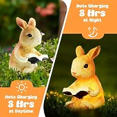 tanie Lampy Ścienne Zwenętrzne-zasilana energią słoneczną żywiczna lampa ogrodowa w kształcie królika, kreatywne światło dla zwierząt, wodoodporna, zewnętrzna, willa, trawnik, ścieżka, dekoracja na przyjęcie wielkanocne