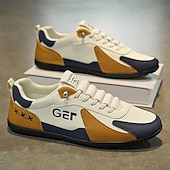 levne Pohodlné šněrovací boty-Pánské černo-béžové golfové tenisky, sportovní a pohodlné, ideální na golfová hřiště a aktivní pobyty