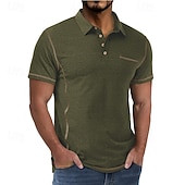 ieftine Polo clasic pentru bărbați-Bărbați Polo Cămașă de golf Casual Afaceri Clasic Manșon scurt Modă Culoare solidă Buzunar Nasturi Vară Primăvară Toate Sezoanele Fit regulat Negru Alb Roșu Vin Bleumarin Kaki Gri Deschis Polo