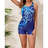 preiswerte One Pieces Rash Guards-Damen Mittel One Piece Rash Guards Badeanzug Badeanzüge Abstrakt Offener Rücken UV Schutz Elastisch Ärmellos Bademode Bodysuit Surfen Tauchen Schwimmen Sommer